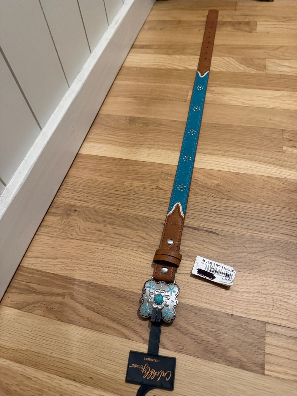 Carter's Turquoise and Brown Floral Concho Kids Belt